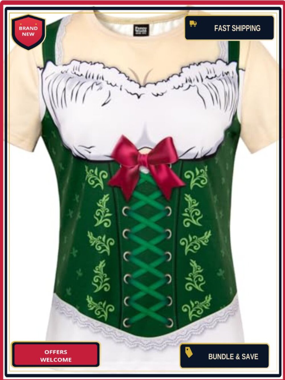 Oktoberfest Graphic Tee Bavarian Dirndl Print Short Sleeve Novelty Party Top